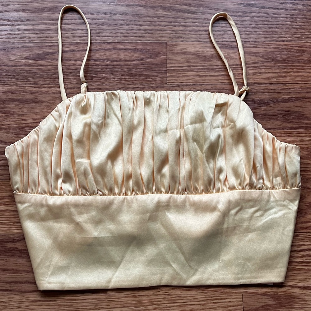 Baby Yellow Satin Crop Top